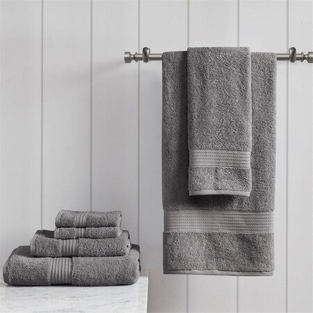 Madison Park 100 Percent Cotton 6 Piece Towel Set, Charcoald MP73-7473
